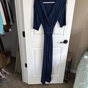 Quince Deep Blue Midi Wrap Dress